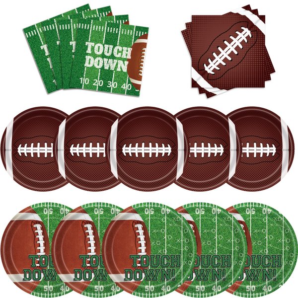 150Pcs Football Party Supplies Tableware Set，Football Party Set Includes Dinner Plates, Dessert Plates, Napkins, Super Game Bowl Party Decoration Football Theme Party Decorations Birthday Party