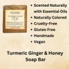 Turmeric Ginger and Honey Soap Bar Natural and Handmade Multi Bar Bundle | Gentle Cleanser for Face and Body | Help Fade Dark Marks (Turmeric 3 Bars)