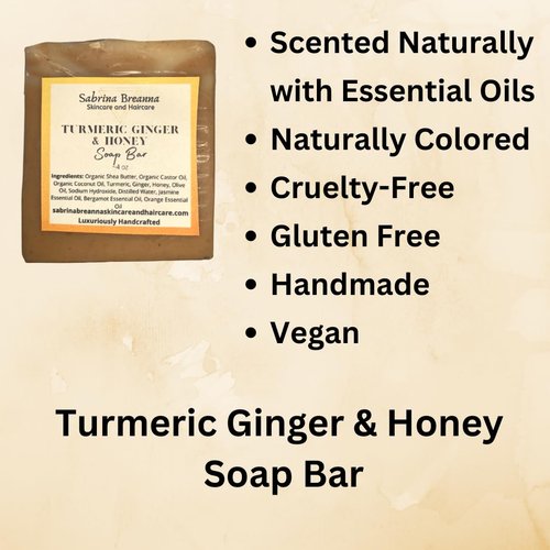 Turmeric Ginger and Honey Soap Bar Natural and Handmade Multi Bar Bundle | Gentle Cleanser for Face and Body | Help Fade Dark Marks (Turmeric 3 Bars)