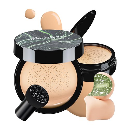 Ursoulney Air Cushion CC Cream - Long-Lasting Mushroom Head BB Cream Foundation With Powder Puff for Face Makeup, Moisturizing Full Coverage Self Adjusting Concealer (Natural, Pack of 1)