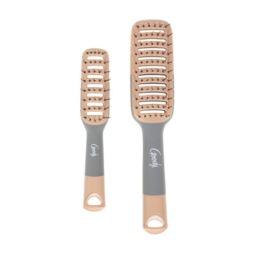 Goody Detangle It Vented Hair Brush, Quick Drying Detangler Brush with Flexible Bristle, Use as a Detangling Brush or Styling Brush to Tackle Tangles, Knots & Frizz, All Hair Types, Brown/Grey - 2 Ct