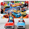 Hot Cars Birthday Banner Backdrop for Wheels Birthday PartyBackdrop,race car birthday party supplies，race car birthday party supplies,Birthday Party Background banner(5x3ft)