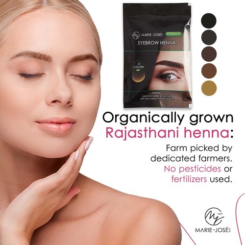 Marie-José & Co Henna Dye Set - Long-Lasting Professional Eyebrow Makeup - Good for 50 Applications (Assorted)