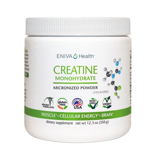 Eniva Health Creatine Monohydrate Powder, Amino Acid, Micronized Powder, 70 Servings 5 G 12.3 oz, Muscle Support, Muscle Growth, Cellular Energy, Cognitive Focus, Ultra-Pure, Pharmaceutical Grade