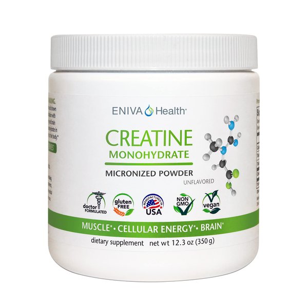 Eniva Health Creatine Monohydrate Powder, Amino Acid, Micronized Powder, 70 Servings 5 G 12.3 oz, Muscle Support, Muscle Growth, Cellular Energy, Cognitive Focus, Ultra-Pure, Pharmaceutical Grade