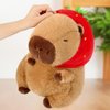 Ditucu Cute Capybara Plush Wear Strawberry Hat Soft Capibara Stuffed Animals Plushies Toys Hugging Gifts for Kids Brown 9 inch