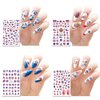 8 Sheets 4th of July Nail Stickers Patriotic Nail Decals 3D Nail Art Stickers Self Adhesive USA American Flag US Heart Star Lips Flame Nail Stickes Memorial Day Independence Day Decorations