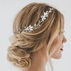 EASEDAILY Rhinestone Bride Wedding Hair Vine Rose Gold Leaf Crystal Bridal Headpiece Headband Hair Accessories for Women and Girls