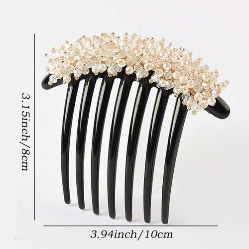Petunny 4Pcs Crystal Side Hair Comb Rhinestone Black Plastic Hair Side Combs Glitter Side Hair Combs for Women Girls(Random Colors)