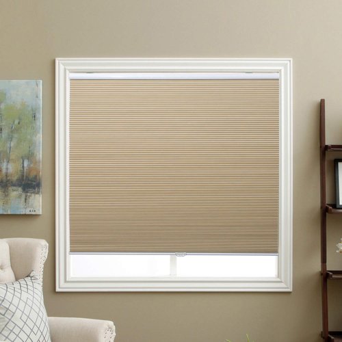 Blackout Cellular Shades Cordless Honeycomb Blinds Fabric Window Shades, 33x64 inch, Ivory Beige(Blackout)