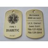 Custom Engraved Diabetes Diabetic Medical Alert Tag Pendant Necklace in Gold or Silver (Gold) - Free Personalization