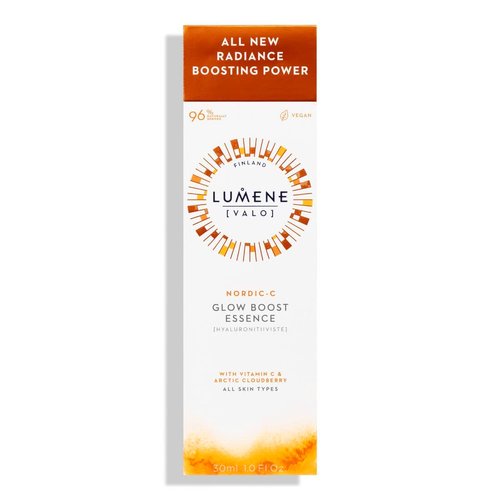 Lumene [Valo] Nordic-C Glow Boost Essence - Hydrating and Brightening Serum with Vitamin C, Hyaluronic Acid + Arctic Cloudberry for Visibly Radiant Skin - Vegan + Suitable for All Skin Types (30 ml)