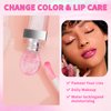 Skynest 2PCS Hydrating Lip Glow Oil, Plumping Lip Gloss, Clear to Pink Lip Oil Gloss, Transparent Moisturizing Lip Balm, Natural Lip Plumper, Lip Plumper Gloss Make Lips Fuller and Moisturizing