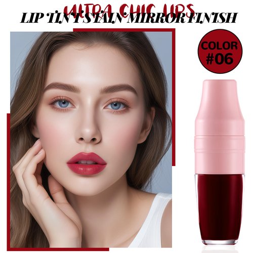 DAGEDA Lip Tint Stain, Glossy Lip Colour with Soft Big Brush Head, Easy to Color Lip Gloss,Moisturizing,Highly Pigmented Liquid Lipstick,Dual Use Lip & Cheek Tint Fun Lip Makeup (Raspberry)