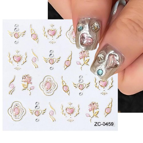 4 Sheets 5D Crystal Soft Glue Embossed Sun Star Nail Stickers for Nail Art with Rhinestones - Colorful Irregular Geometric Flower Butterfly Nail Art Stickers Decals Designs for Women Girls Acrylic