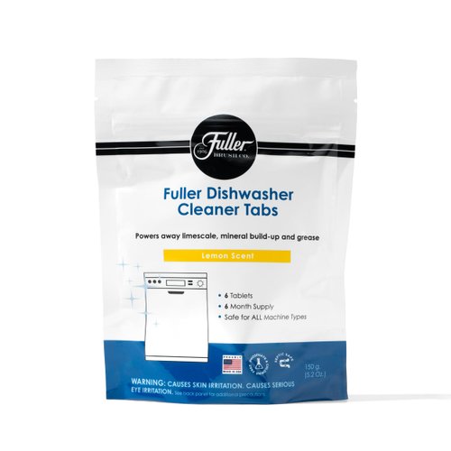 Fuller Dishwasher Cleaner Tabs - Lemon Scent | Powers Away Limescale, Grease & Mineral Build-Up | 6 Tablets - 6 Month Supply | Septic Safe, Phosphate-Free | For All Dishwasher Types