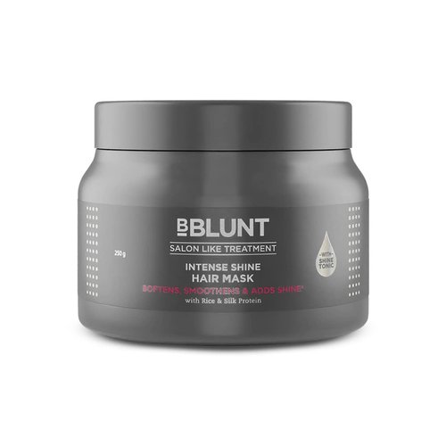 BBLUNT Intense Shine Hair Mask | with Rice & Silk Protein for Soft & Shiny Hair | Natural Deep Conditioning Masque for Damage & Frizz Control | 8.82 Oz/250g