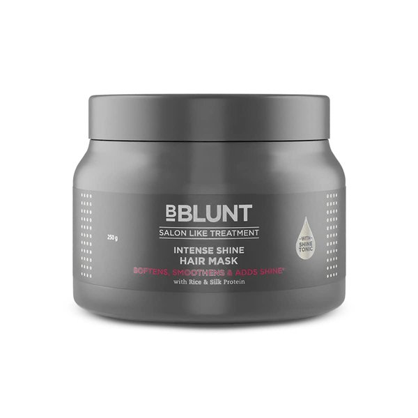 BBLUNT Intense Shine Hair Mask | with Rice & Silk Protein for Soft & Shiny Hair | Natural Deep Conditioning Masque for Damage & Frizz Control | 8.82 Oz/250g