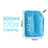 FITLY Soft Flask - 17 oz (500 ml) - Shrink As You Drink Soft Water Bottle for Hydration Pack/Running Vest With Hydration Tube - Folding Water Bottle for Running, Hiking - Ski Water Bottles (FLASK500)