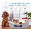 Morezi Dog toy baskets pet toy basket storage in small shallow stuff bin - Perfect for collect puppy toys, cat toy, grooming stuff, diapers, bed, for Bathroom, Playroom, Closet, Home - Grey