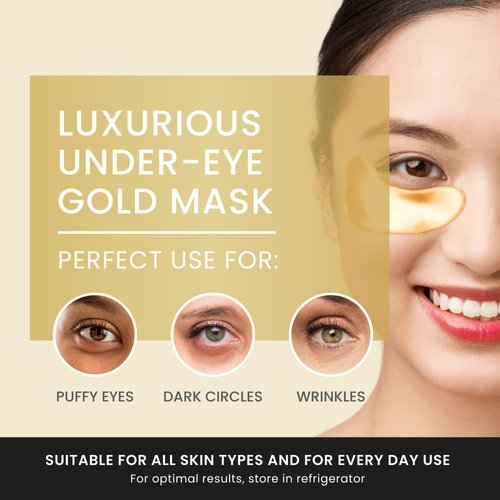 24K Gold Under Eye Patches, Eye Mask,Eye Patches for Puffy Eyes and Dark Circles, Eye Masks Skincare (32 pairs pack of 2 boxes)