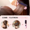 Hahahope Cordless Hair Straightener Brush-Portable Straightening Comb,9600mAh Batt, Plasma Tech, 9 Temp-Settings&LED Display,for Travel&Home(Pink)