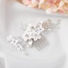 Gorais Flower Wedding Hair Accessories for Brides Silver Leaf Bridal Hair Comb Rhinestone Hair Clip Heaadpiece for Women and Girls