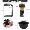 Mens Shaving Brush and Bowl Set, 3 in 1 Shaving Brush Set for Men with Shave Brush Bowl ABS Stand with Razor Slot, Perfect Father's Day Men Gift Set for Wet Shaving Experience - Black