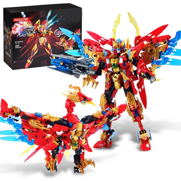TIALLOW Mech Sets 2in1 Building Blocks，Transforming Robot Building Kits with Vermilion Bird Model，Christmas Birthday Gift for Adults Kids Boys Ages 8 9 10 11 12 13 14+（531 Pieces） (Vermilion Bird)