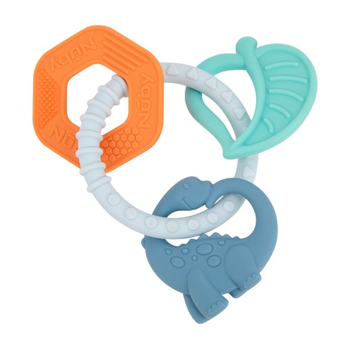 Nuby Chewy Charms Teething Ring, Soft Baby Teething Toy - 3+ Months - Dino