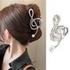 Music Note Hair Clips with Pearl Silver Metal Hair Accessories for Women Girls Elegant Note Curve Hair Claw Clips Shiny Hairpins Strong Hold Nonslip Hair Clip for Thick or Thin Hair Goddess Look 1 Pcs