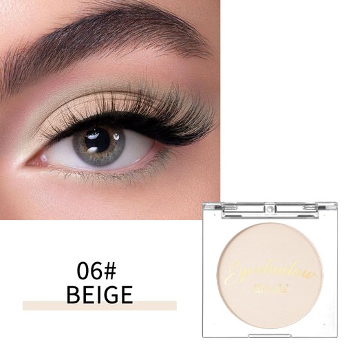 Erinde Single Beige Matte Eyeshadow Palette, Velvet Eye Shadow Compact Powder Primer Base Makeup, Neutral Nudes Naked Matte Pressed Powder Eye Shadow Palette, 06# Beige