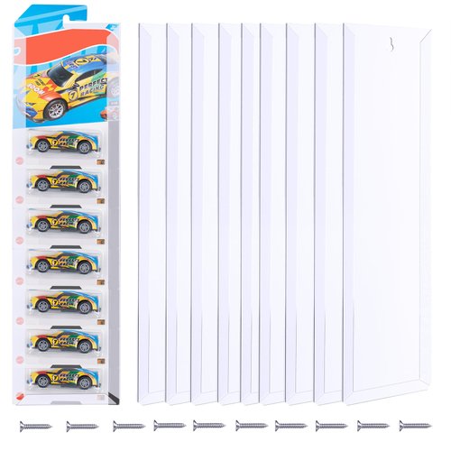10 PCS Model Car Display Case Wall Mount 4.4" Wx16.7 H, Diecast Blister Packed Toy Car Organizer Holds Up to 70 Cars, Compatible with Packaged Cars Display Shelf Rack Wall Storage