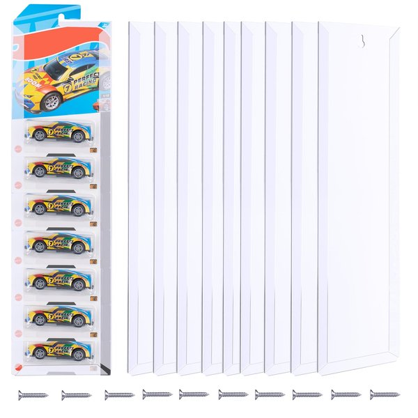 10 PCS Model Car Display Case Wall Mount 4.4" Wx16.7 H, Diecast Blister Packed Toy Car Organizer Holds Up to 70 Cars, Compatible with Packaged Cars Display Shelf Rack Wall Storage