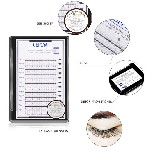 Cluster Lashes 3D Pre-made Volume Eyelashes Extensions GEPOYA Professional Individua Lashes 0.07mm Thickness B Curl Fan Lash Extensions(3D) (Mixed(8-13mm))…