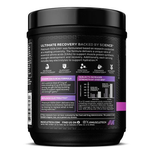 MuscleTech | Platinum 100% EAA+ |Essential Amino Acids | Muscle Strength Builder for Men & Women | Workout Supplement | Grape | 13.6 oz | 30 Servings