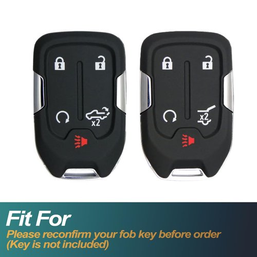 FEYOUN Key Fob Cover Compatible with Chevy Chevrolet Silverado GMC Sierra 1500 2500 3500 HD Limited Smart 5 Buttons TPU Remote Keyless Key Fob Case Protection Shell Accessories, Black