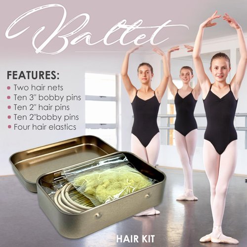 B1jounie YA Hair Accessory Set - Includes 20 U-shaped Pins, 10 Bobby Pins, 2 Invisible Hair Nets, 4 Hair Elastic Bands for Ballet Bun, Yoga, Working - Blonde