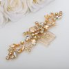 Teyglen Bride Crystal Wedding Hair Comb Champagne Rhinestone Bridal Side Comb Wedding Hair Accessories Teardrop Crystal Hair Piece Headpiece for Women Bride Girls (Champagne)