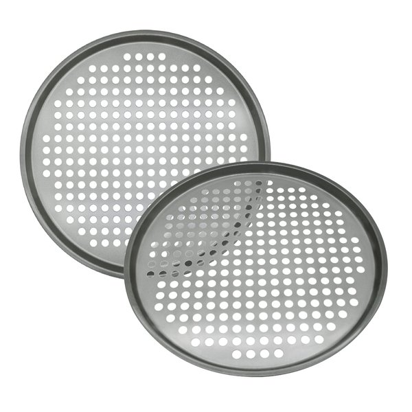 Maxi Small Pizza Pan w/Holes, Non-Stick, Scratch Resistant, Pizza Pan Set of 2, Made with Steel & Aluminum for Crispy Crust, Round Pizza Pan for Oven,13 Inch Baking Steel Pizza Pan Tray