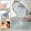 MIZHSE Cat Eye Gel Nail Polish: Glitter Rainbow Holographic Gel Polish with Magnet, Reflective Translucent UV Gel for Nail Salon Home DIY, Sliver Rainbow 10Ml