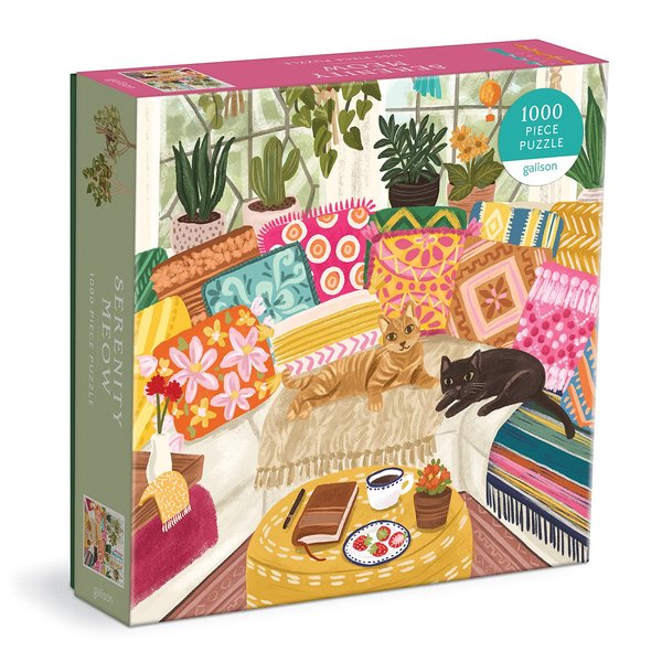 Galison Serenity Meow 1000 Piece Puzzle in a Square Box from Galison - 1000 Piece Puzzle for Adults, Colorful and Cattastic Illustrations, Thick and Sturdy Pieces, Idea