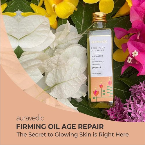 Auravedic Anti Aging Oil for Skin | Organic Face Moisturizer with Grapeseed & Avocado | Unisex Ayurvedic Massage Therapy Oil | 3.38 Fl Oz 100ml