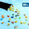 Lewtemi Fish Figure Play Set with Fake Small Assorted Tropical Tiny Fish Figurines Toys with Black Storage Bag for Sea Animals Themed Party Favors, 2 Style, 59 Pcs, Plastic