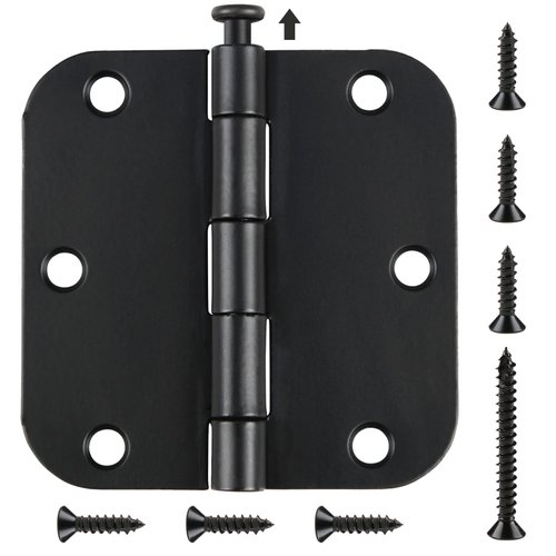 6 Pack Black Door Hinges for Doors 3.5 x 3.5 Inch Interior Door Hinges Matte Black Hinges for Doors 3 1/2 Inches Door Hinge 5/8 Inch Radius Corners Standard Residential Office,Bedroom Door Hardware