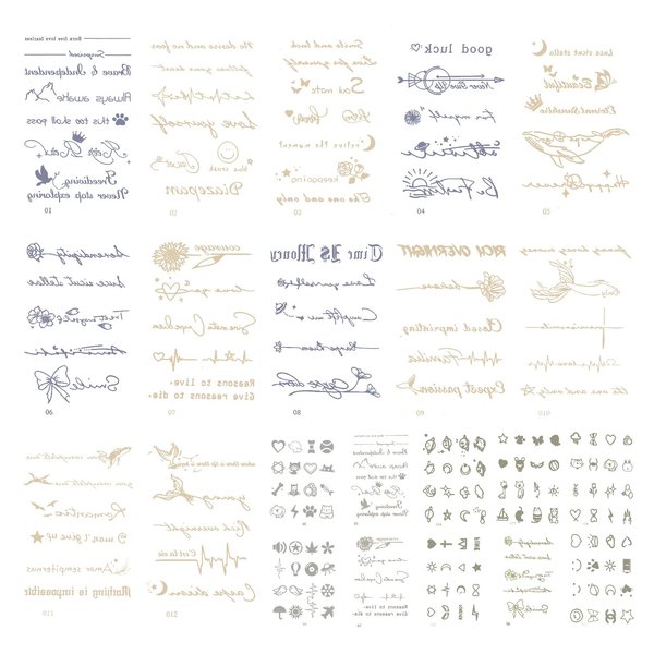 30 Sheets Waterproof Temporary Tattoos, 18 Sheets Finger And Ear Tattoo Stickers, 12 Sheets Personalized English Sentence Temporary Tattoos For Adult Women and Men.