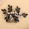 BERYUAN Crystal Rhinestone Hair Comb Rhinestone Pearls Headpiece Teardrop Rhinestone Wedding Hair Accessories for Women (black)