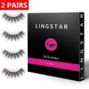 Mink Lashes 3D 18mm Natural Cat Eye Lashes Reusable Long Eyelashes for Daily Eye Makeup False Eyelashes 2 Pairs-LINGSTAR (YM1090-Iris)