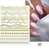 12 Sheets Gold Lines Nail Art Stickers 3D Self Adhesive Metal Curve Stripe Line Nail Decals Nail Art Supplies French Tips Strip Wave Design Manicure Decorations for Women Acrylic Nails Accessories