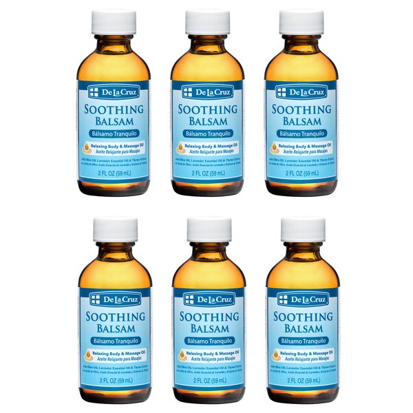 De La Cruz Soothing Balsam (Balsamo Tranquilo) Massage Oil - No Preservatives or Artificial Colors - Made in USA - 2 FL OZ (6 Bottels)